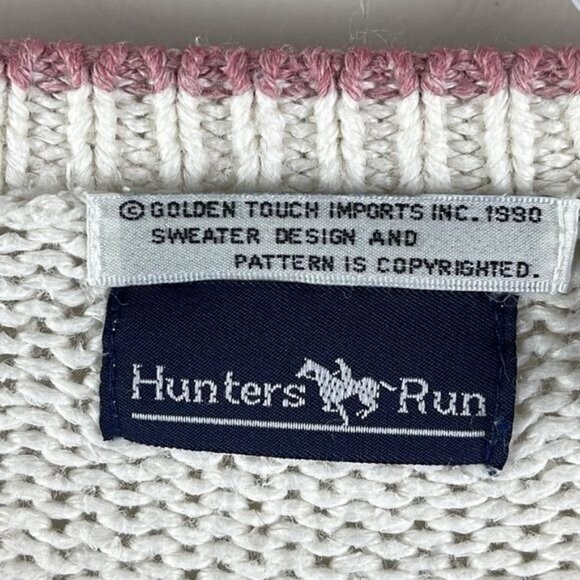 Vtg 1990 Hunters Run Pullover Sweater Women's Large pink cream tan - Picture 10 of 14